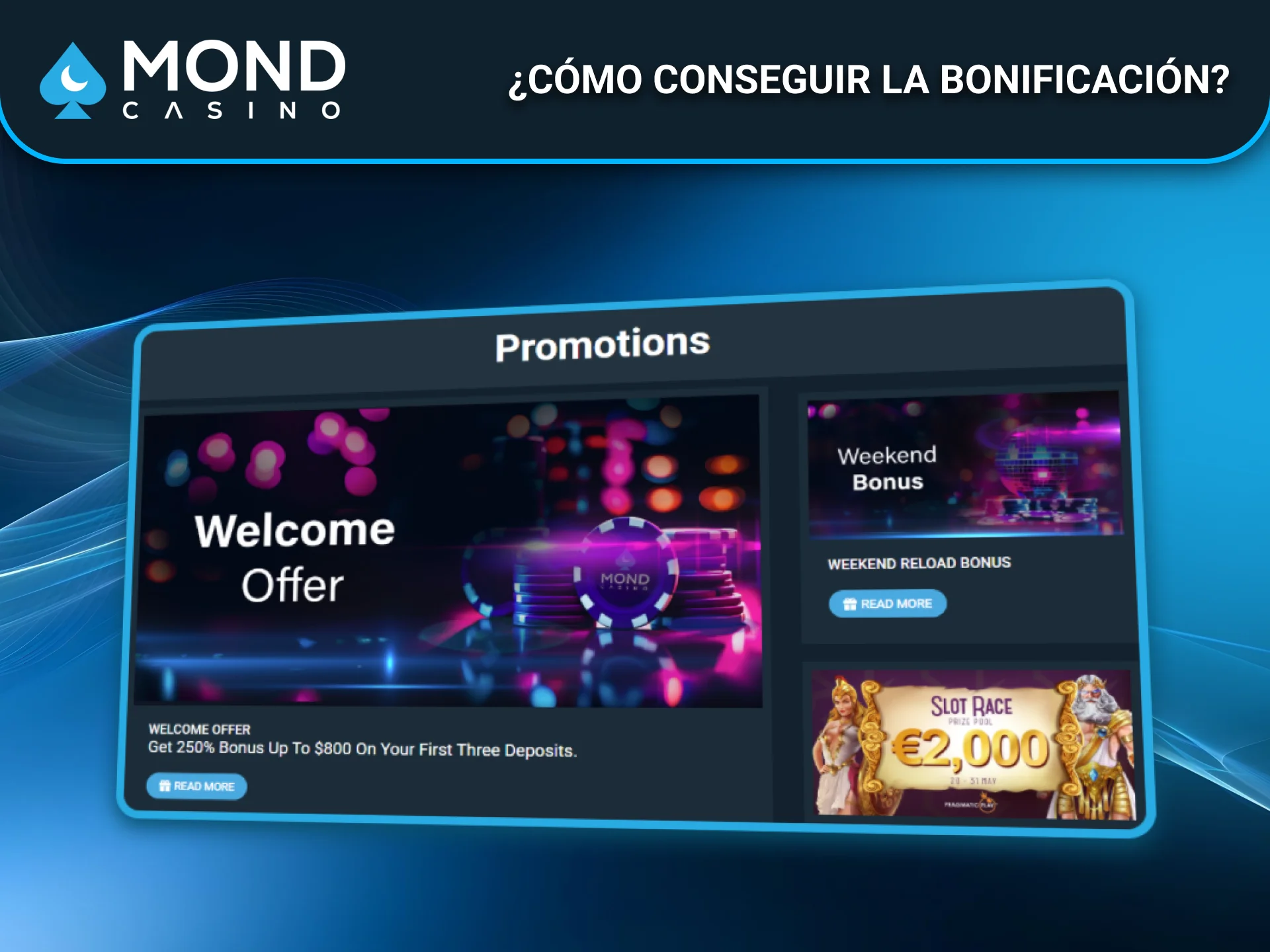 Aprende cómo conseguir la bonificación de Mond Casino en España.