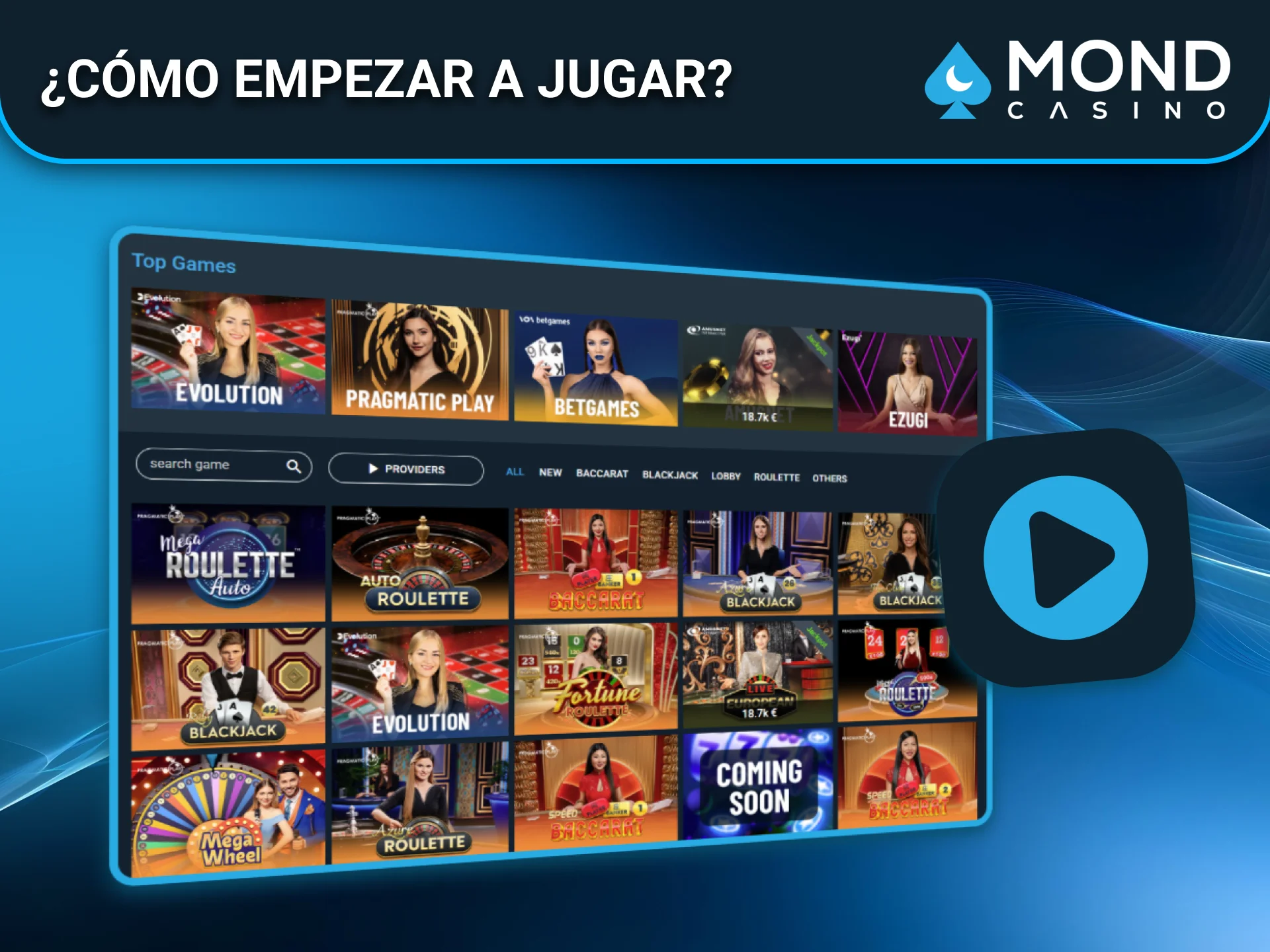 Jugadores españoles aprenden cómo empezar a jugar en vivo en Mond Casino.