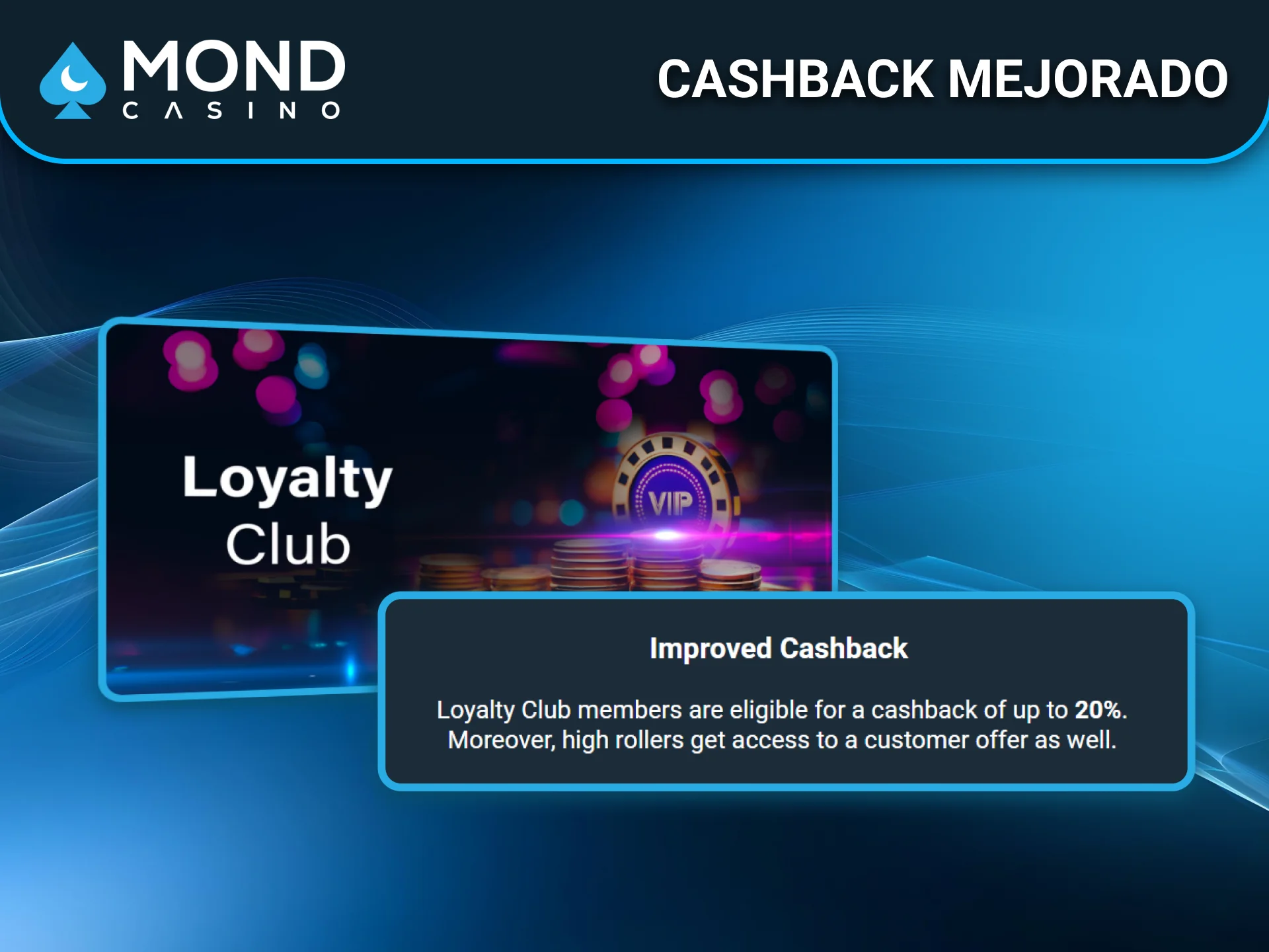 Obtén cashback mejorado en Mond Casino disponible para jugadores en España.