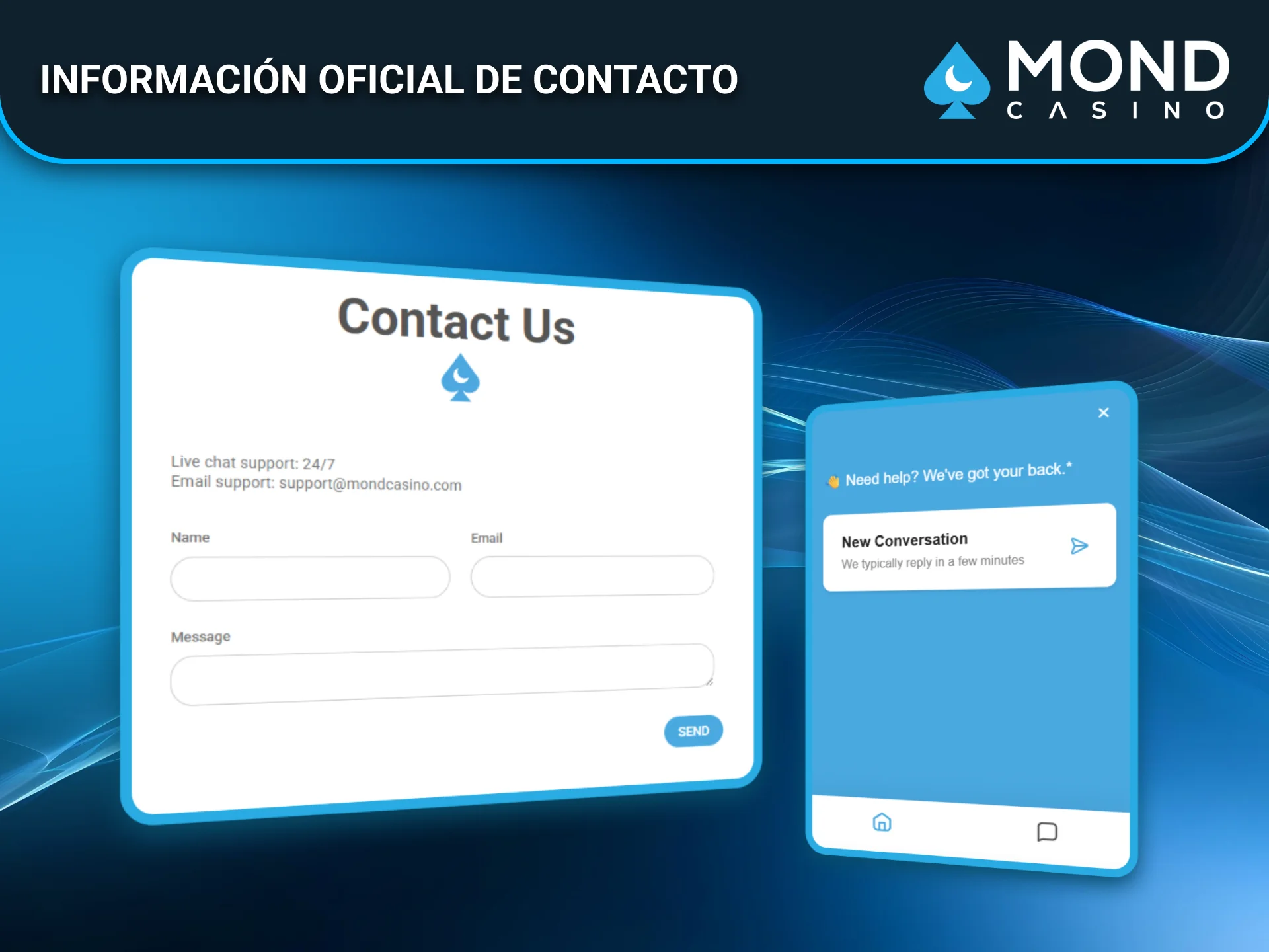 Consulta la información oficial de contacto de Mond Casino para jugadores en España.
