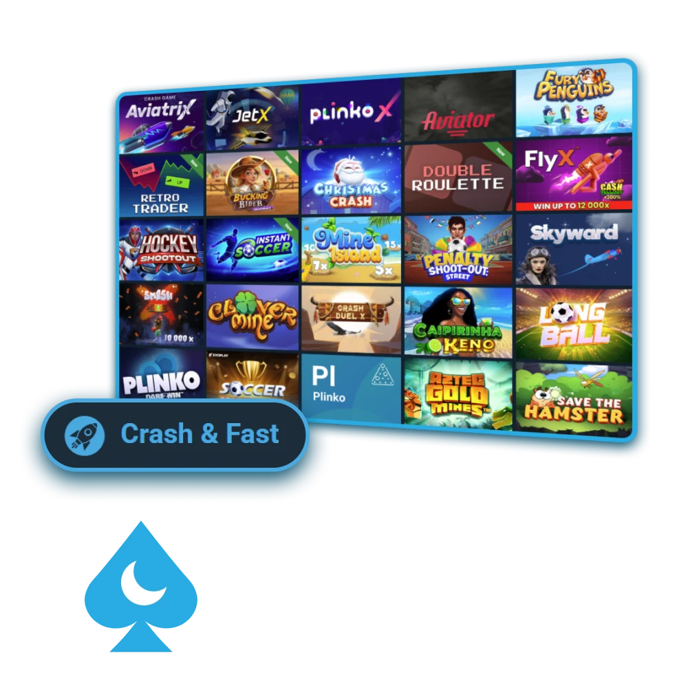 Juega títulos Crash y Fast con emoción instantánea en Mond Casino España.