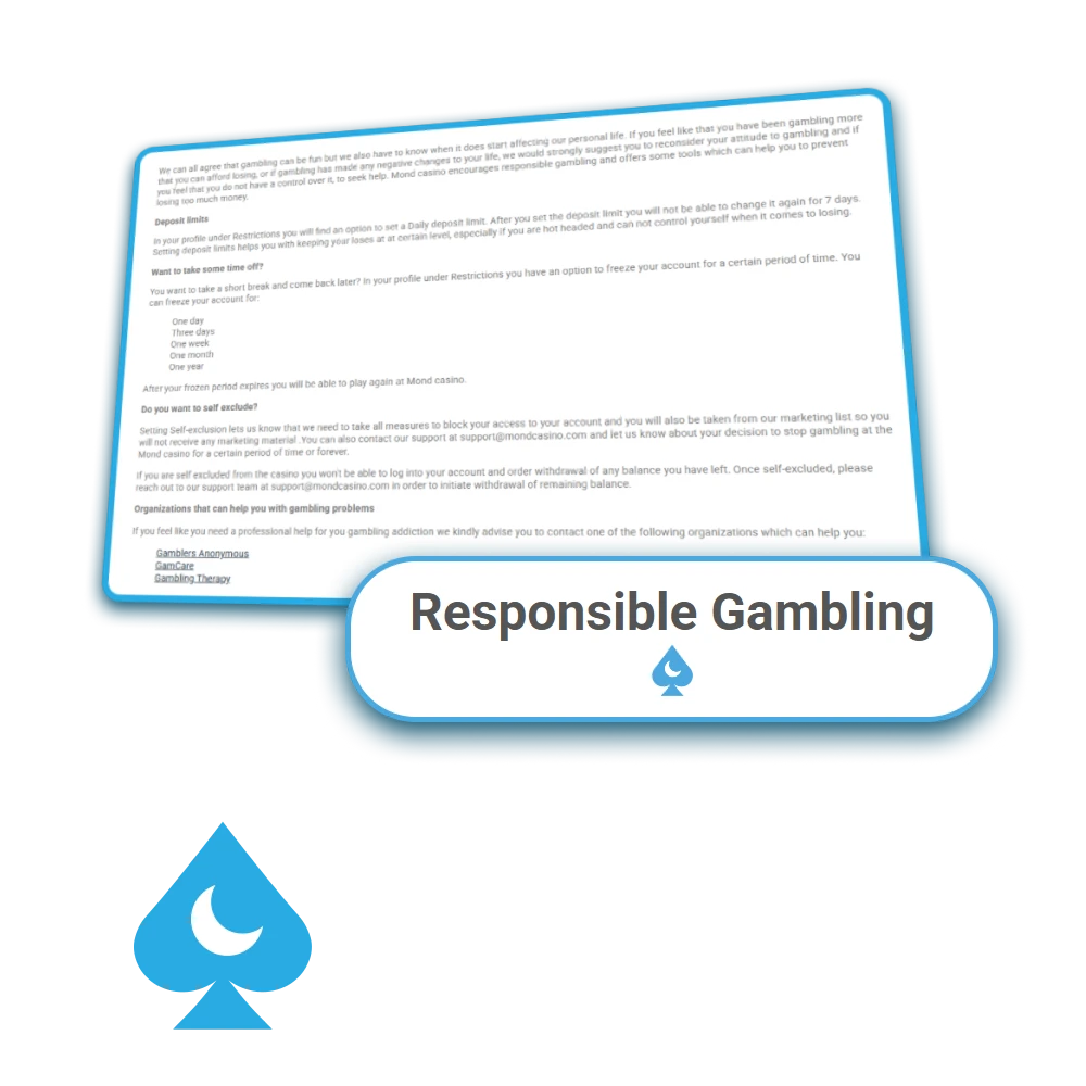 Accede a recursos de juego responsable en Mond Casino España.