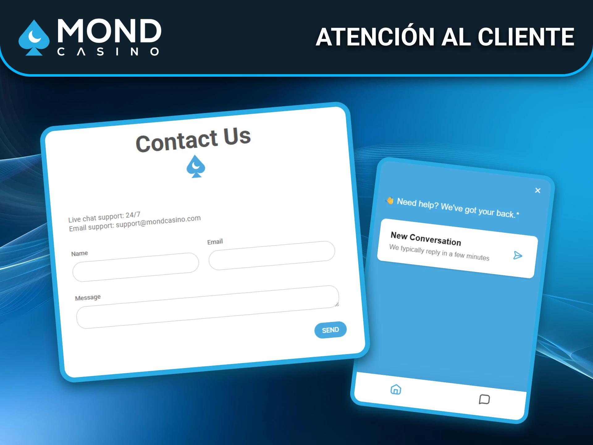 Atención al cliente confiable en Mond Casino para España.