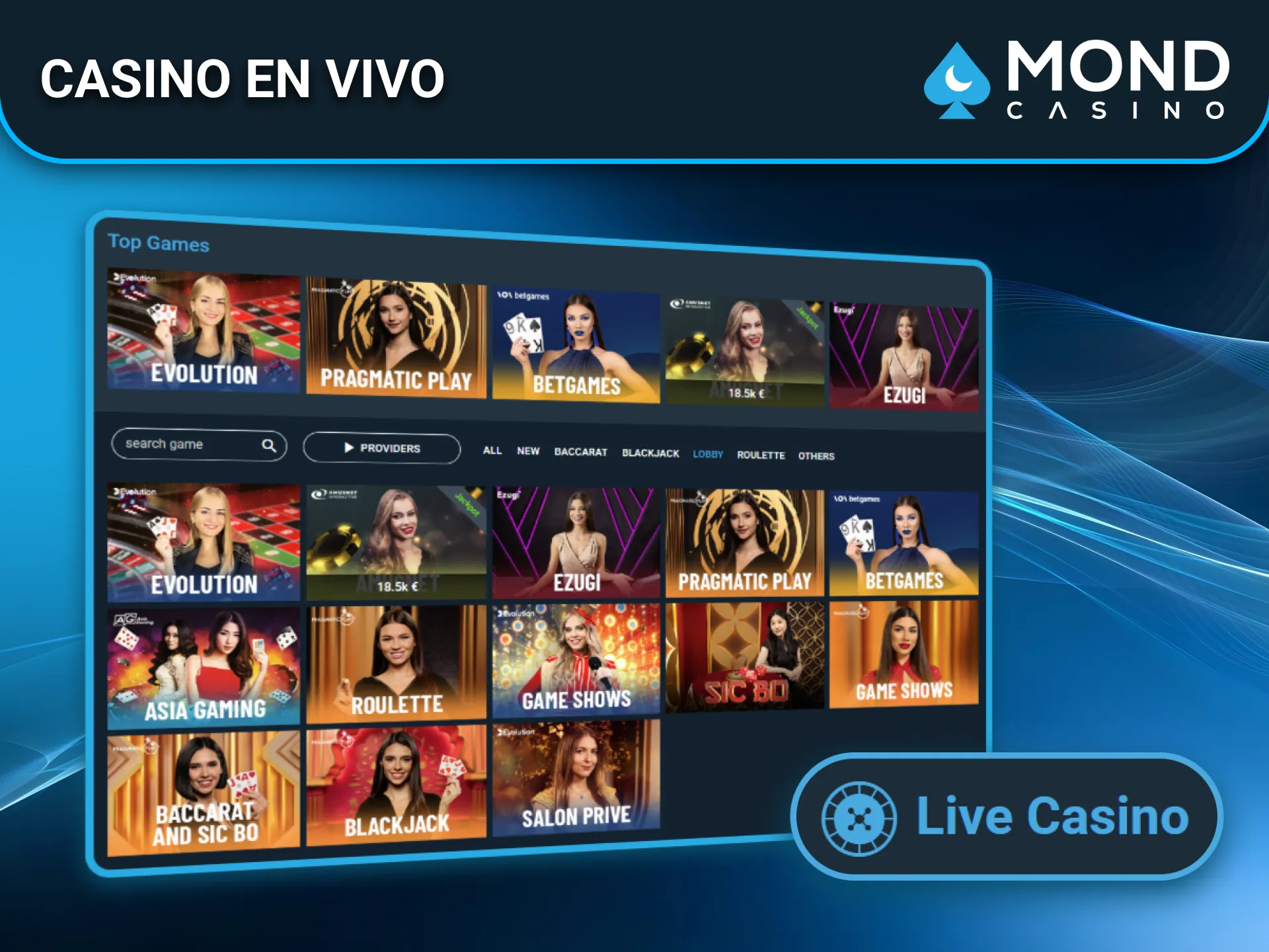 Mond Casino en España cuenta con casino en vivo para jugadores locales.