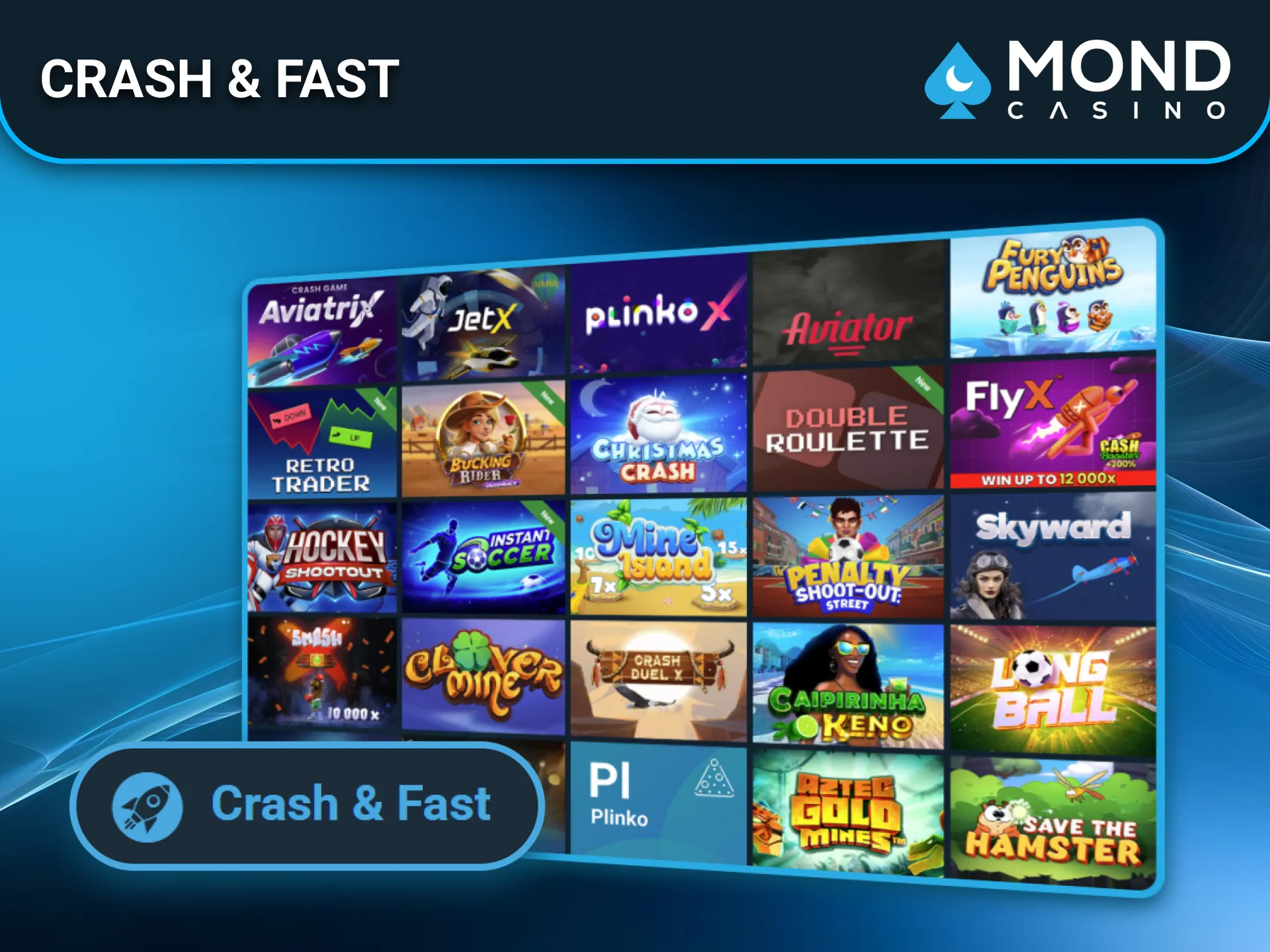 Los jugadores españoles disfrutan de juegos Crash y Fast en Mond Casino.