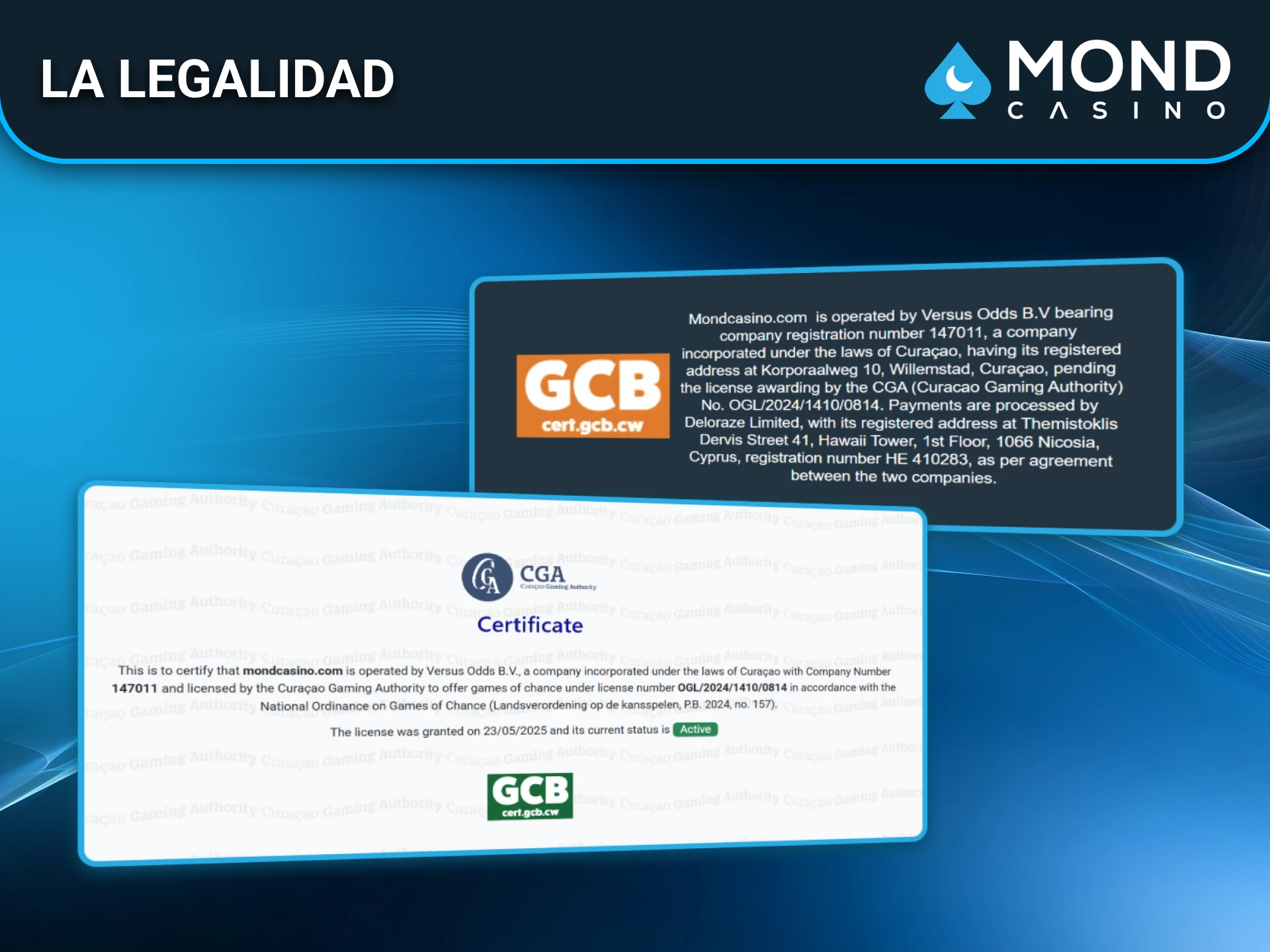 La legalidad de Mond Casino garantiza confianza a los jugadores españoles.
