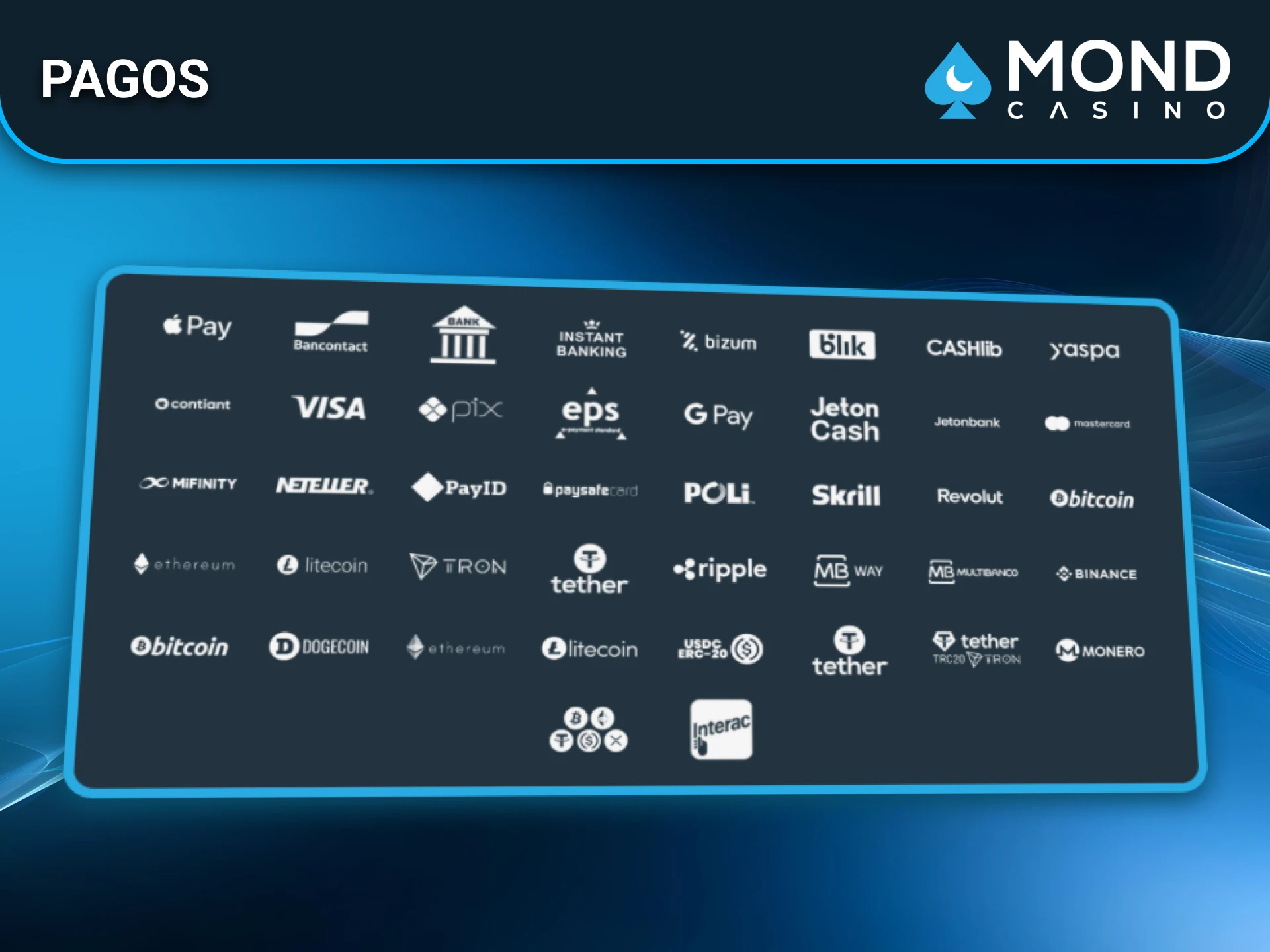 Pagos seguros garantizados en Mond Casino en España.