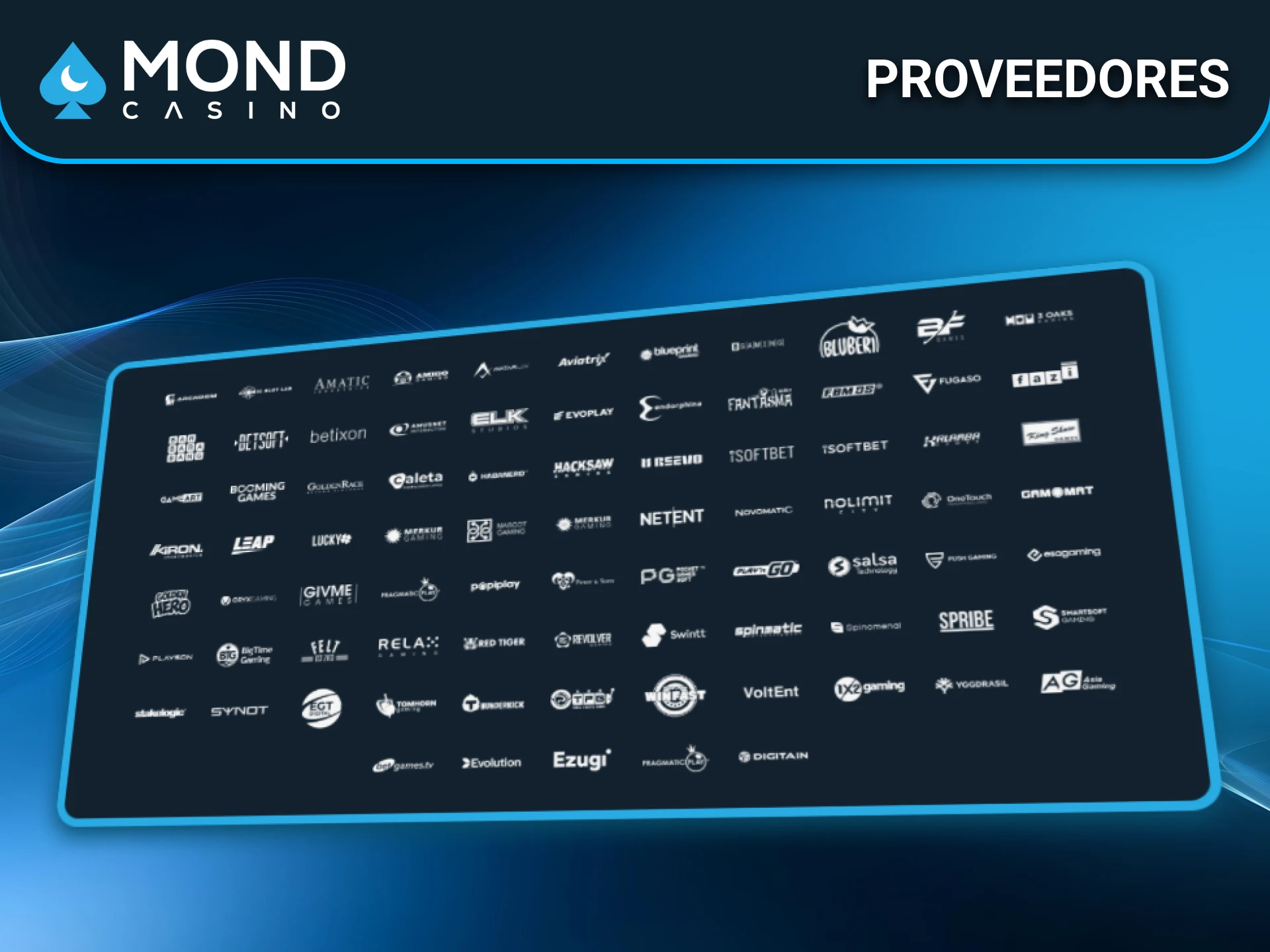 Explora proveedores destacados en Mond Casino.
