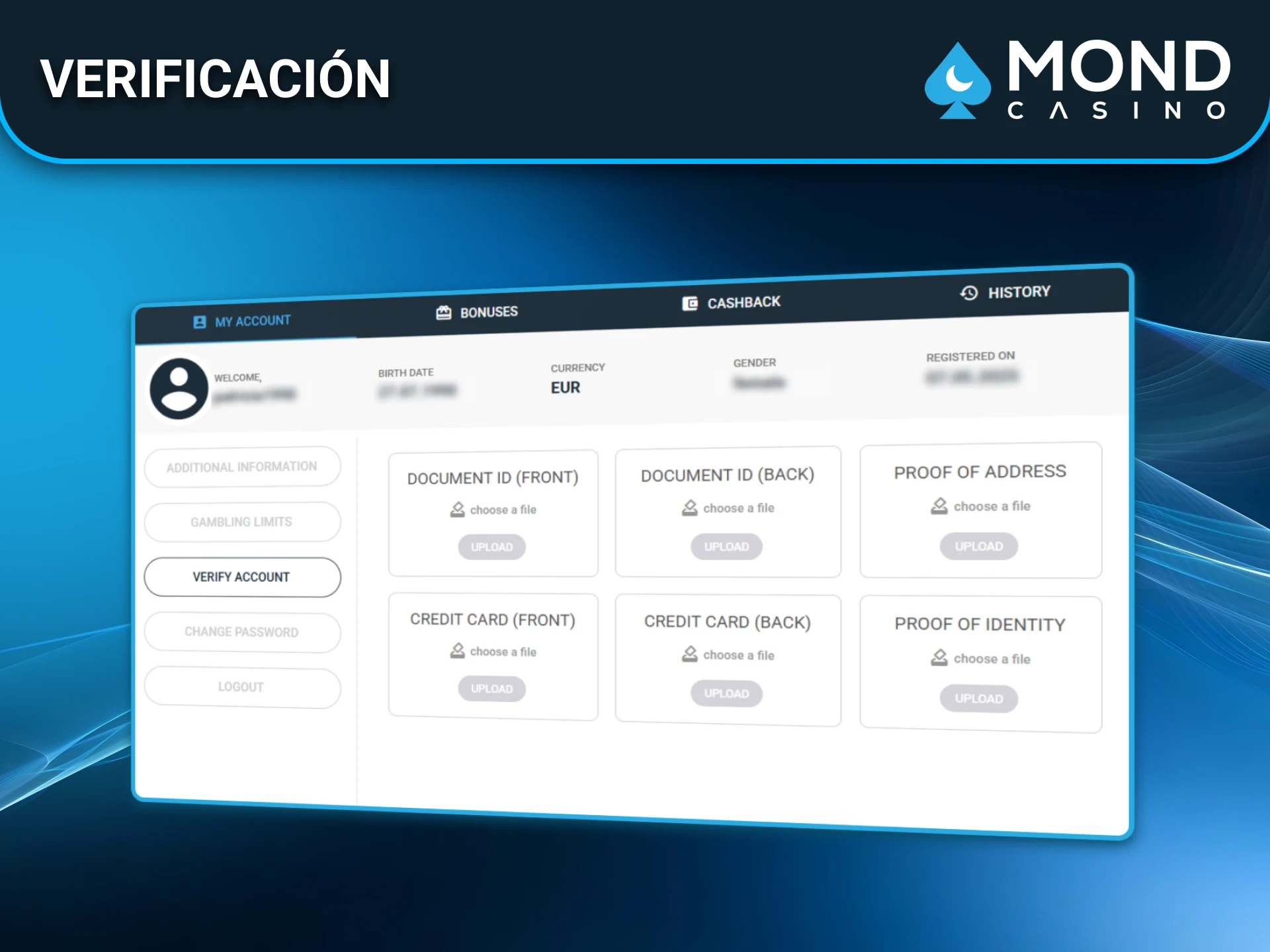 La verificación de cuenta en Mond Casino es rápida para usuarios en España.