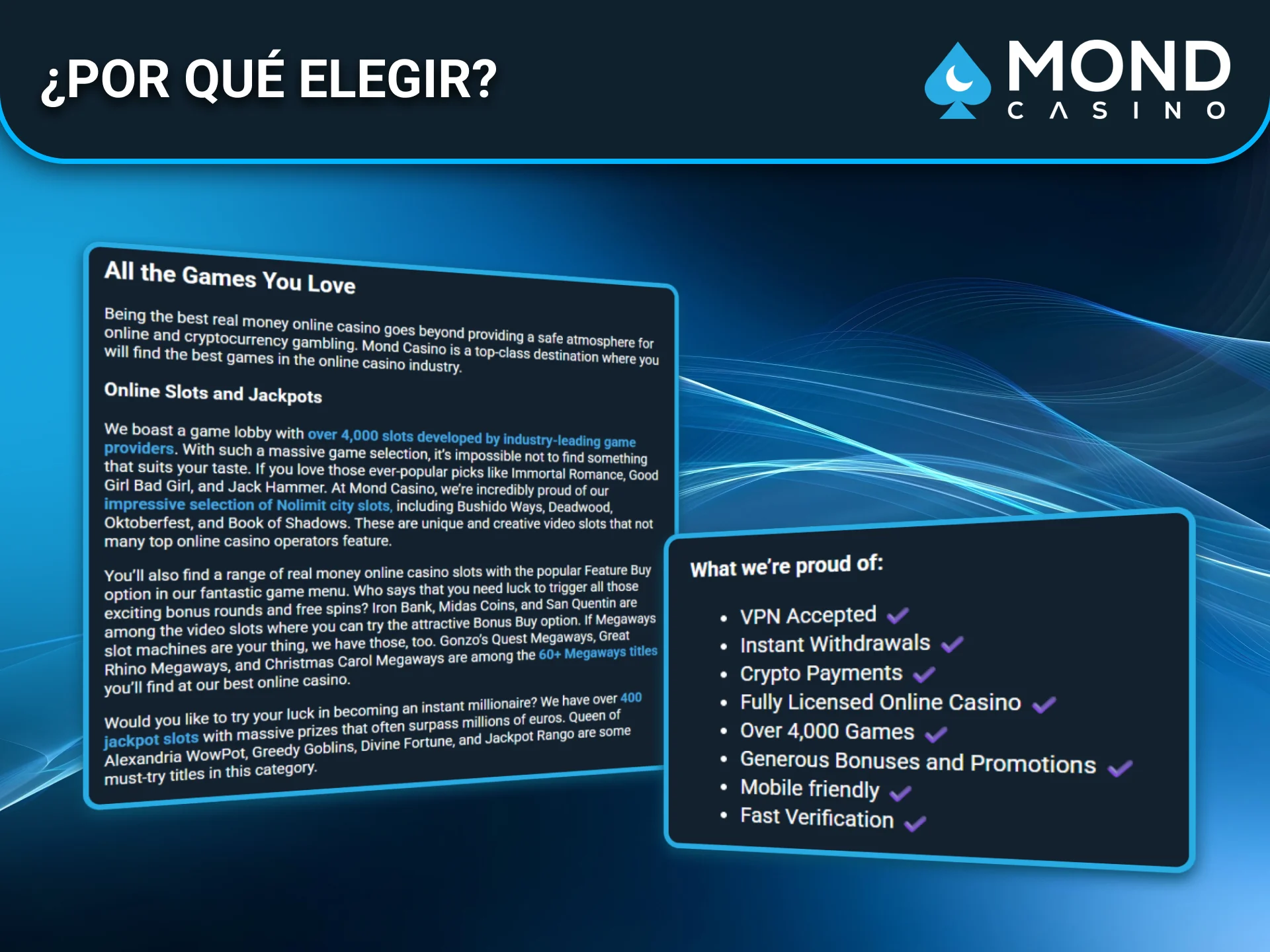 Razones por las que los jugadores en España eligen Mond Casino.