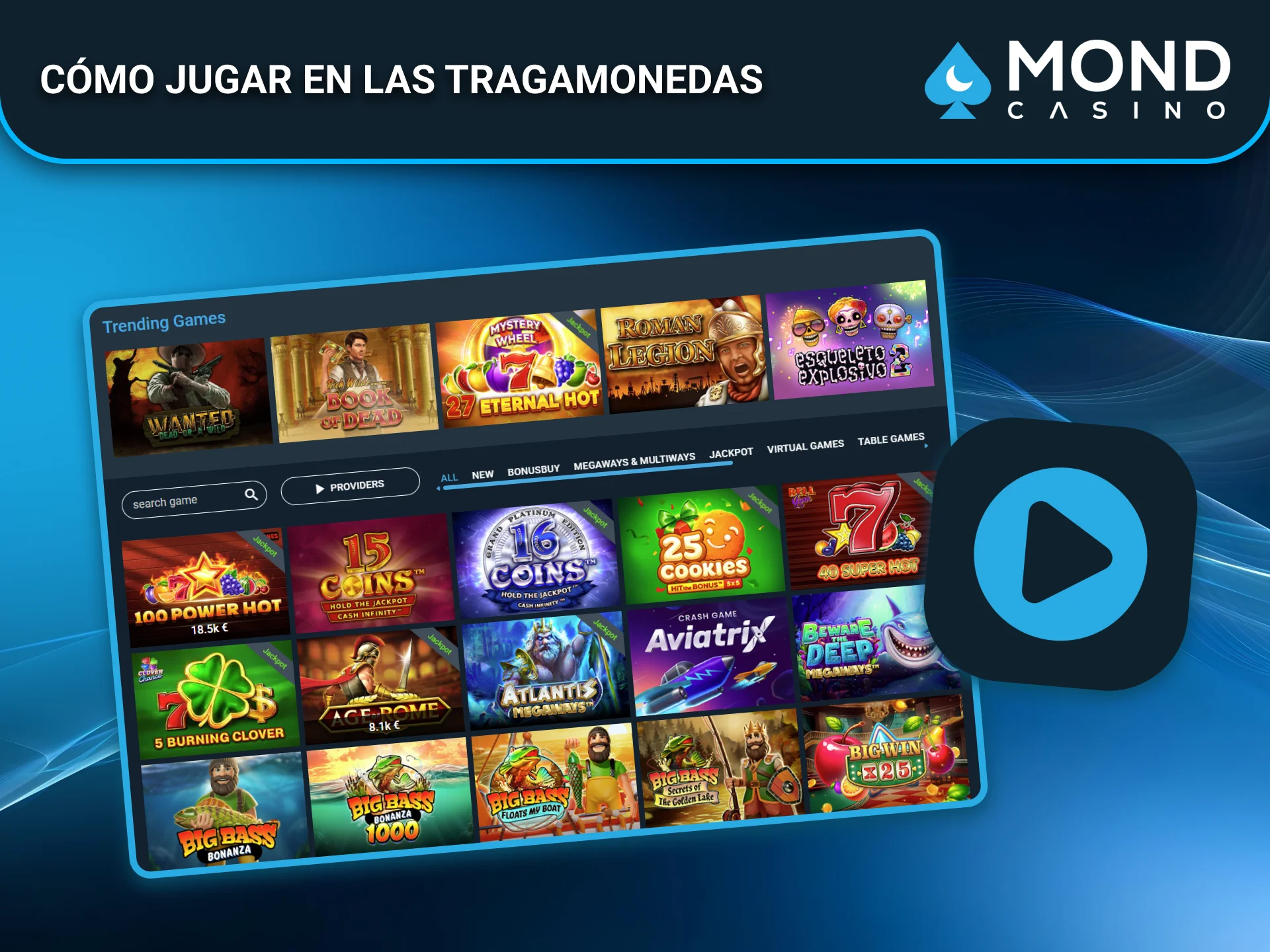 Aprende cómo jugar en las tragamonedas de Mond Casino desde España.