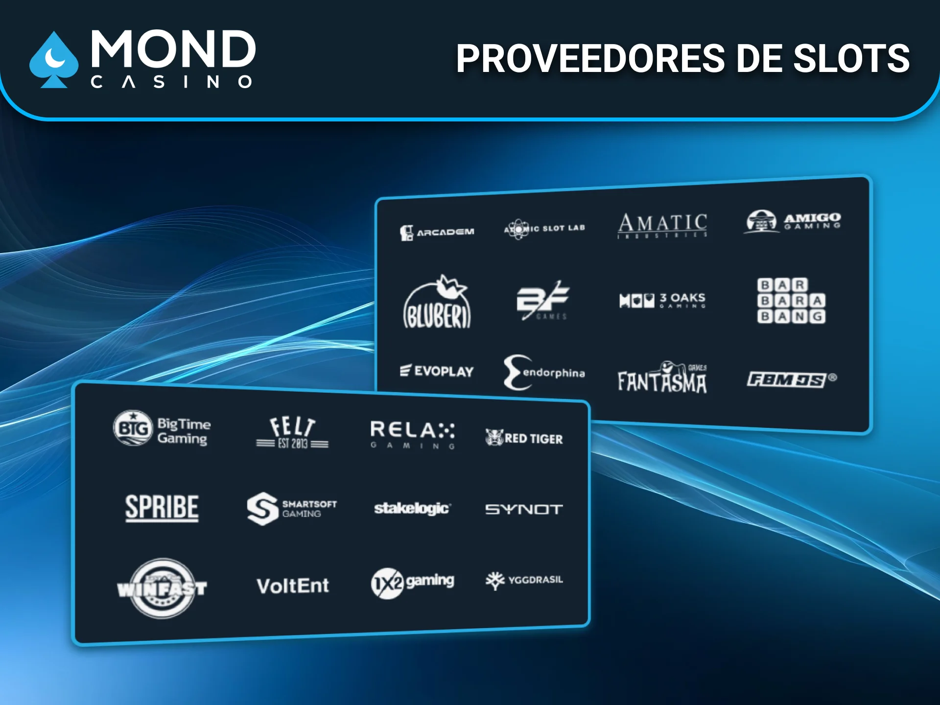 Proveedores de slots destacados disponibles en la plataforma Mond Casino.