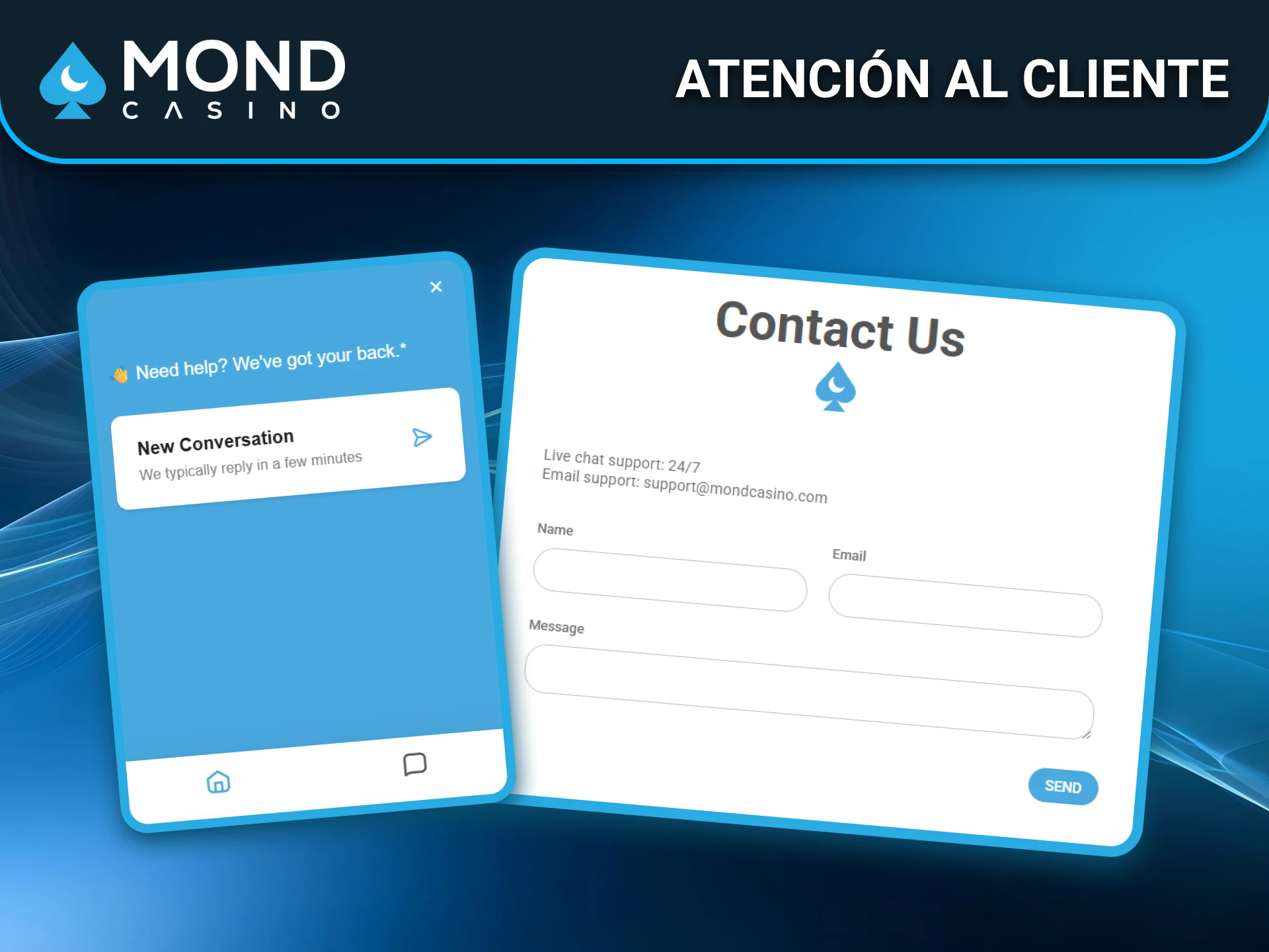 El servicio de atención al cliente de Mond Casino está disponible en España.