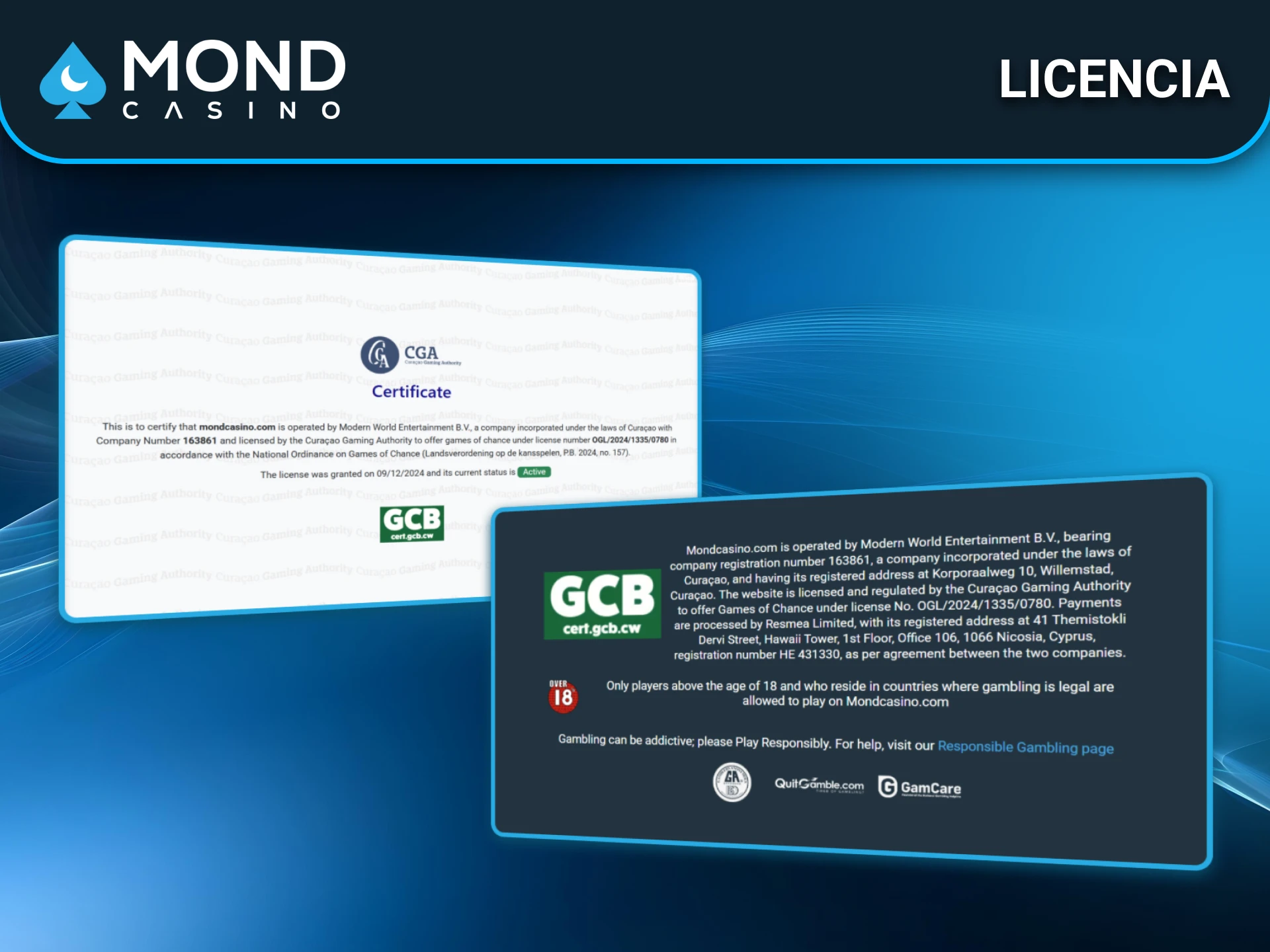 Mond Casino opera legalmente con licencia válida para España.